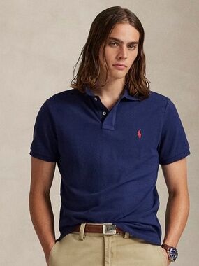 Men's Navy Polo Shirt- Classic Fit-Size S